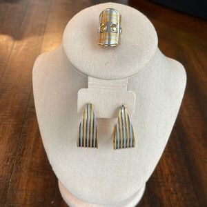 Silver and Gold Earrings & Ring Set Bundle